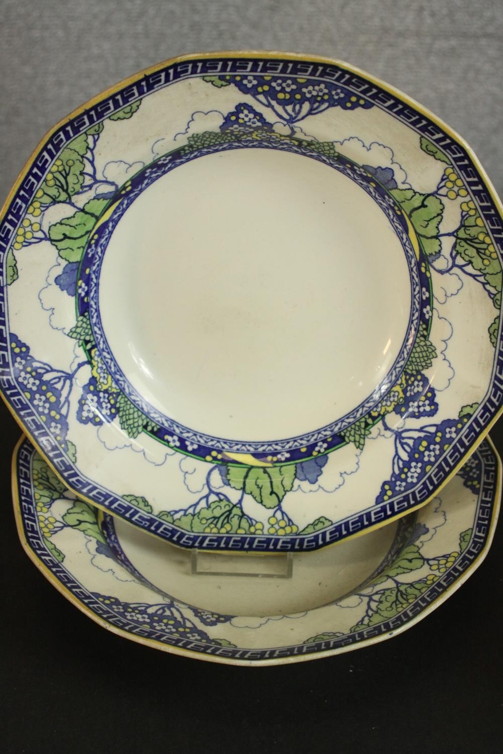 A collection of Royal Doulton Merryweather plates and bowls, along with a 19th century green glaze - Image 6 of 14