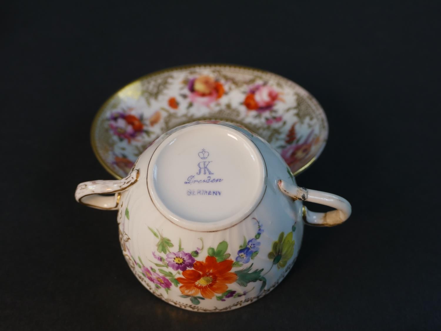 A collection of hand painted porcelain, including a Royal Vienna pin dish hand painted with a - Image 3 of 13