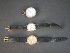 Two gentleman's watches and a silver pocket watch, an automatic gentleman's gold plated Rotary
