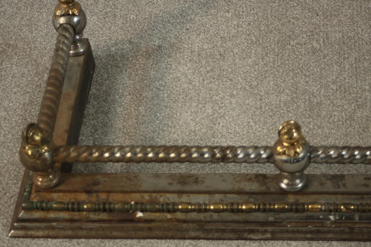 A 19th century steel and brass fender, with rope twist rail. L.170 D.40cm. - Image 7 of 9