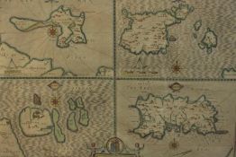 John Speed, 'A map of the Channel Islands'. Hand coloured, with a cartouche and scales, mounted,