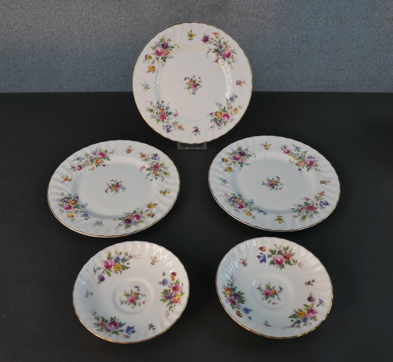 A Minton hand painted 'Ancestral' pattern five person part tea set service and five Minton Marlow - Image 8 of 10