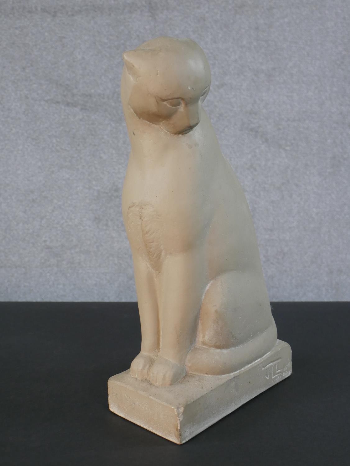 An Alva Museum plaster replica of a seated lion, signed and dated with copyright mark and label to - Image 3 of 5