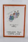 After Cyril Kenneth Bird CBE (Fougasse) (1887-1965), Careless Talk Costs Lives, colour print. H.80 x