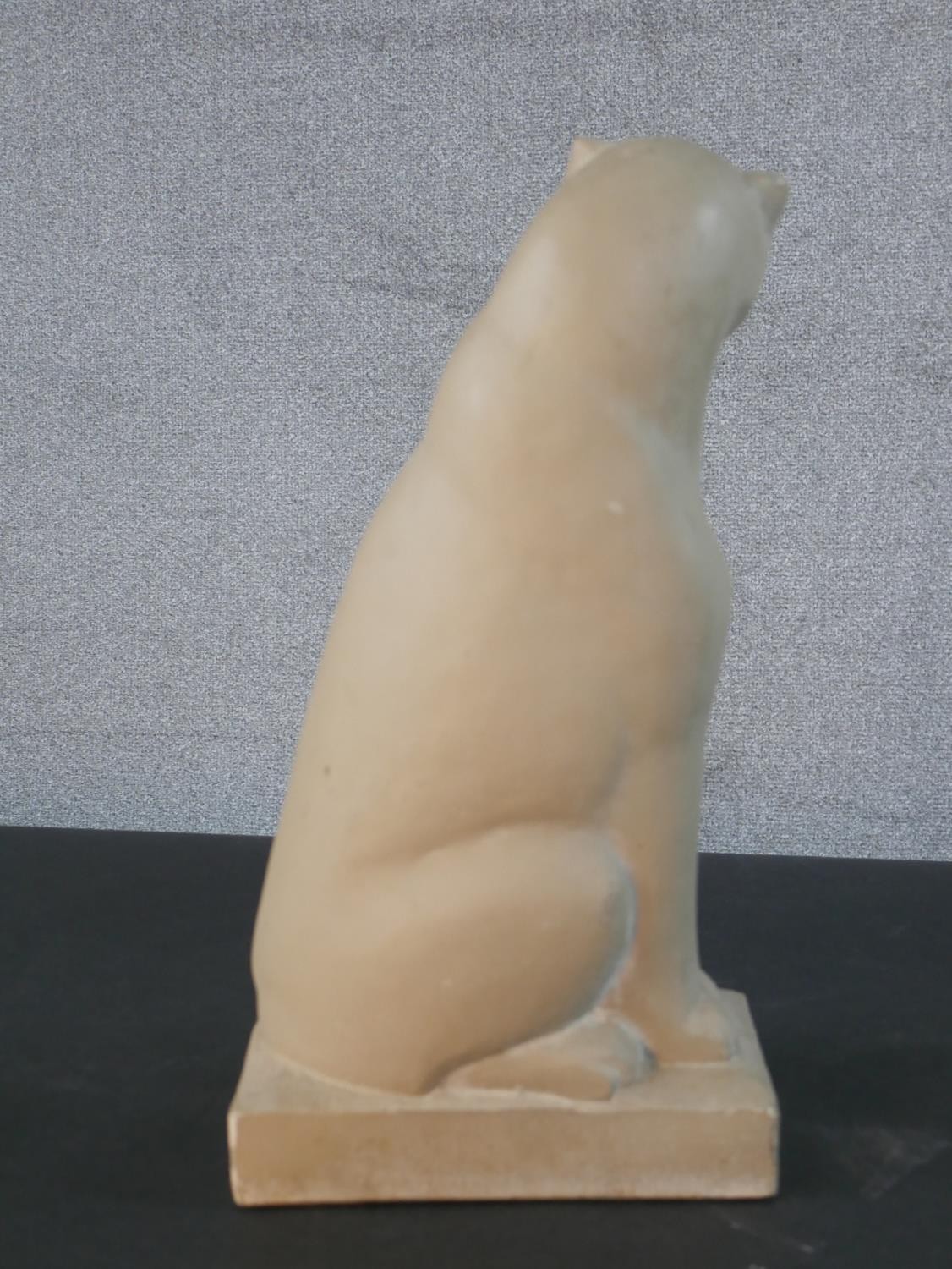 An Alva Museum plaster replica of a seated lion, signed and dated with copyright mark and label to - Image 4 of 5