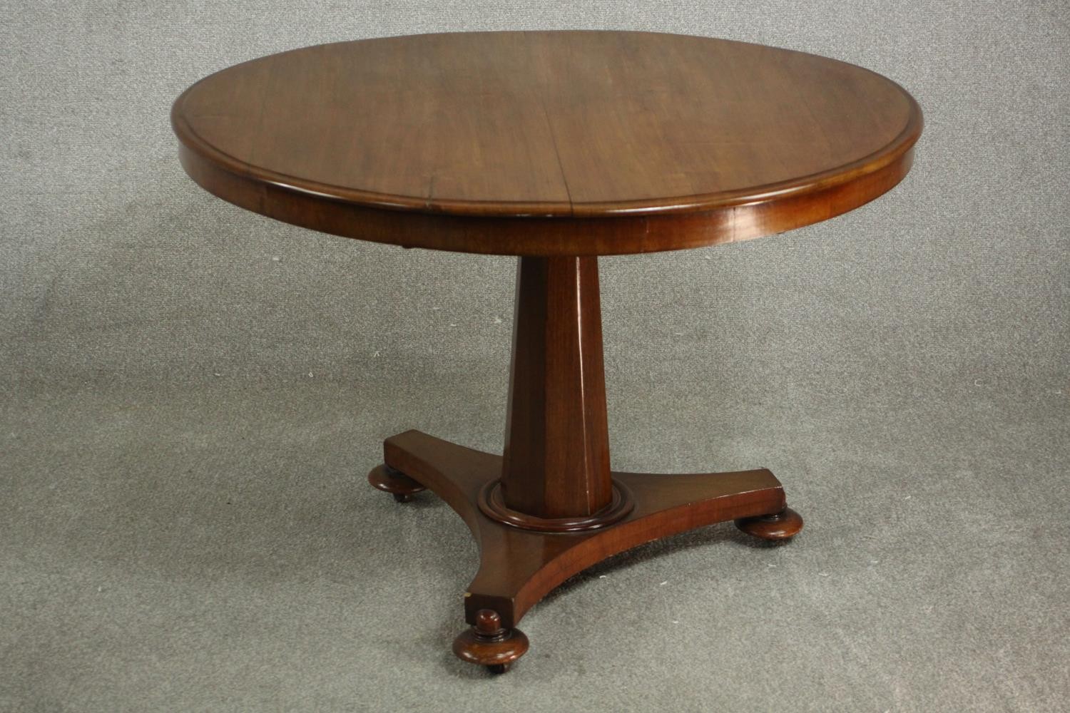 A mid 19th century walnut tilt top table, the circular top with a moulded edge, on a chamfered - Image 5 of 8