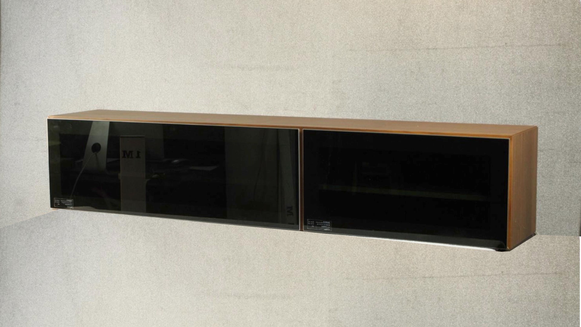 BoConcept, Denmark; a contemporary teak wall mounted media unit, with two smoked glass fall front - Image 3 of 11