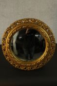 A 20th century Regency style circular convex mirror, with a carved and pierced giltwood acanthus
