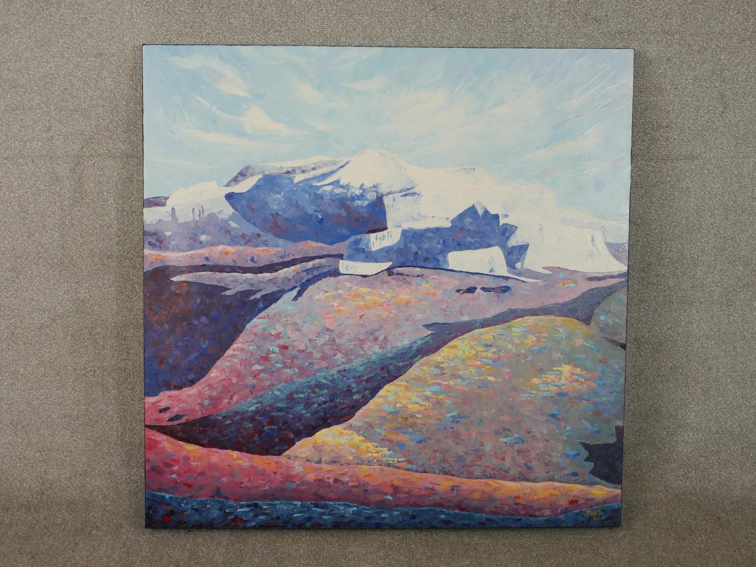 Mary Coughlan (Contemporary), mountainous landscape, oil on canvas, signed lower right. H.100 W. - Image 2 of 7