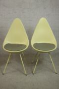Arne Jacobsen for Republic of Fritz Hansen; a pair of Model 3110 Drop chairs, with a moulded plastic