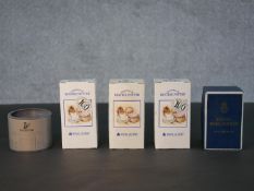 A collection of porcelain and glass including three boxed Royal Albert Beatrix Potter porcelain