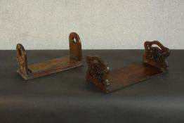 Two Victorian folding book slides, one figured walnut with brass mounts to the end, the other
