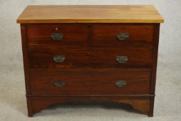 A Victorian style walnut chest of two short over two long graduated drawers on bracket feet. H.80