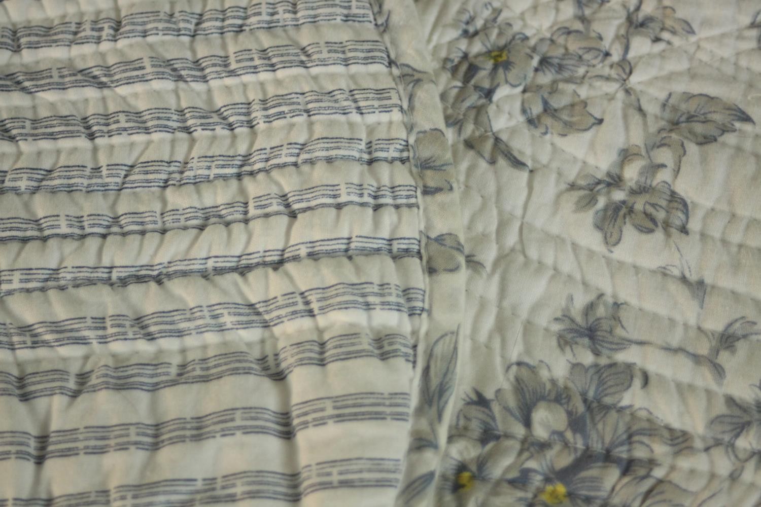 A Cotton and Cologne floral and striped design quilted bead spread. (reversible) L.240 W.255cm. - Image 5 of 7