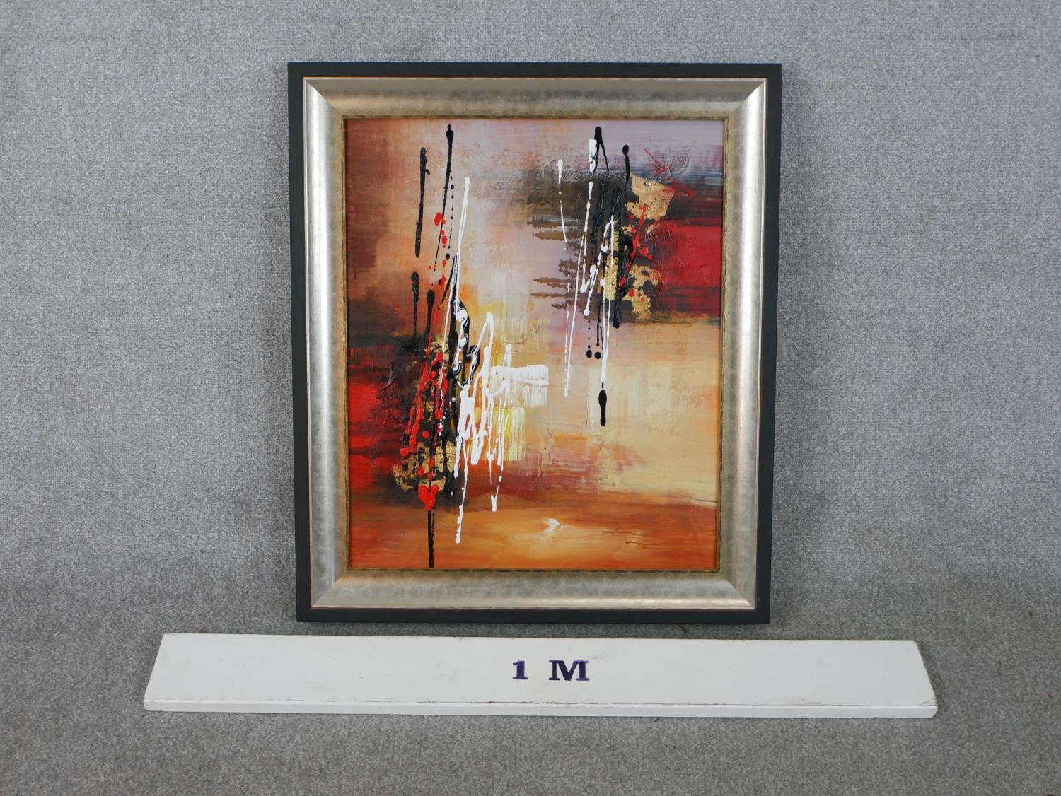 A framed oil on canvas, abstract composition, unsigned. H.73.5 W.63.5cm - Image 3 of 4