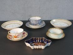 A collection of hand painted porcelain, including a Royal Vienna pin dish hand painted with a
