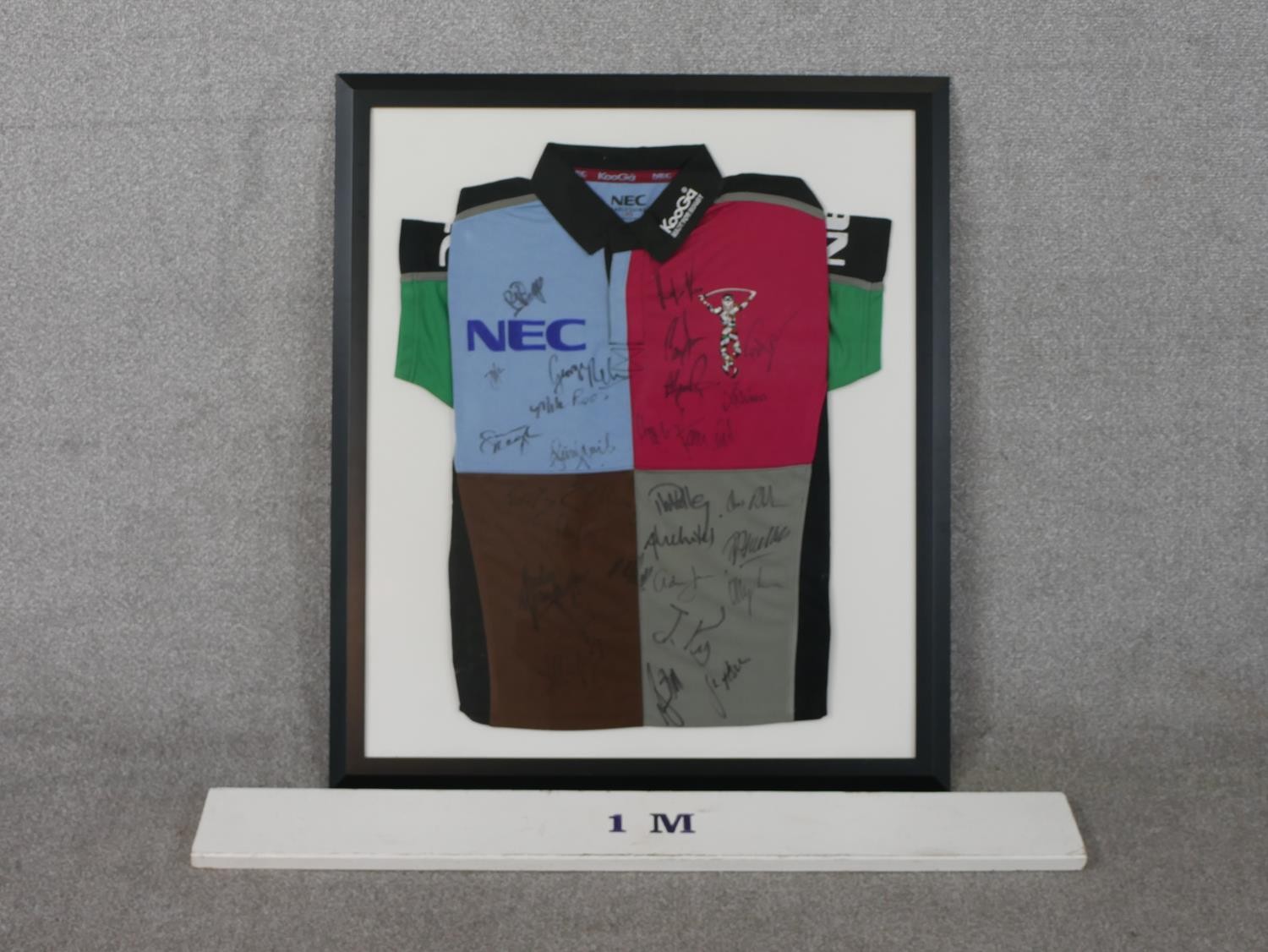 A framed and glazed Harlequins rugby shirt signed by members of the team. H.86 W.74cm - Image 8 of 8