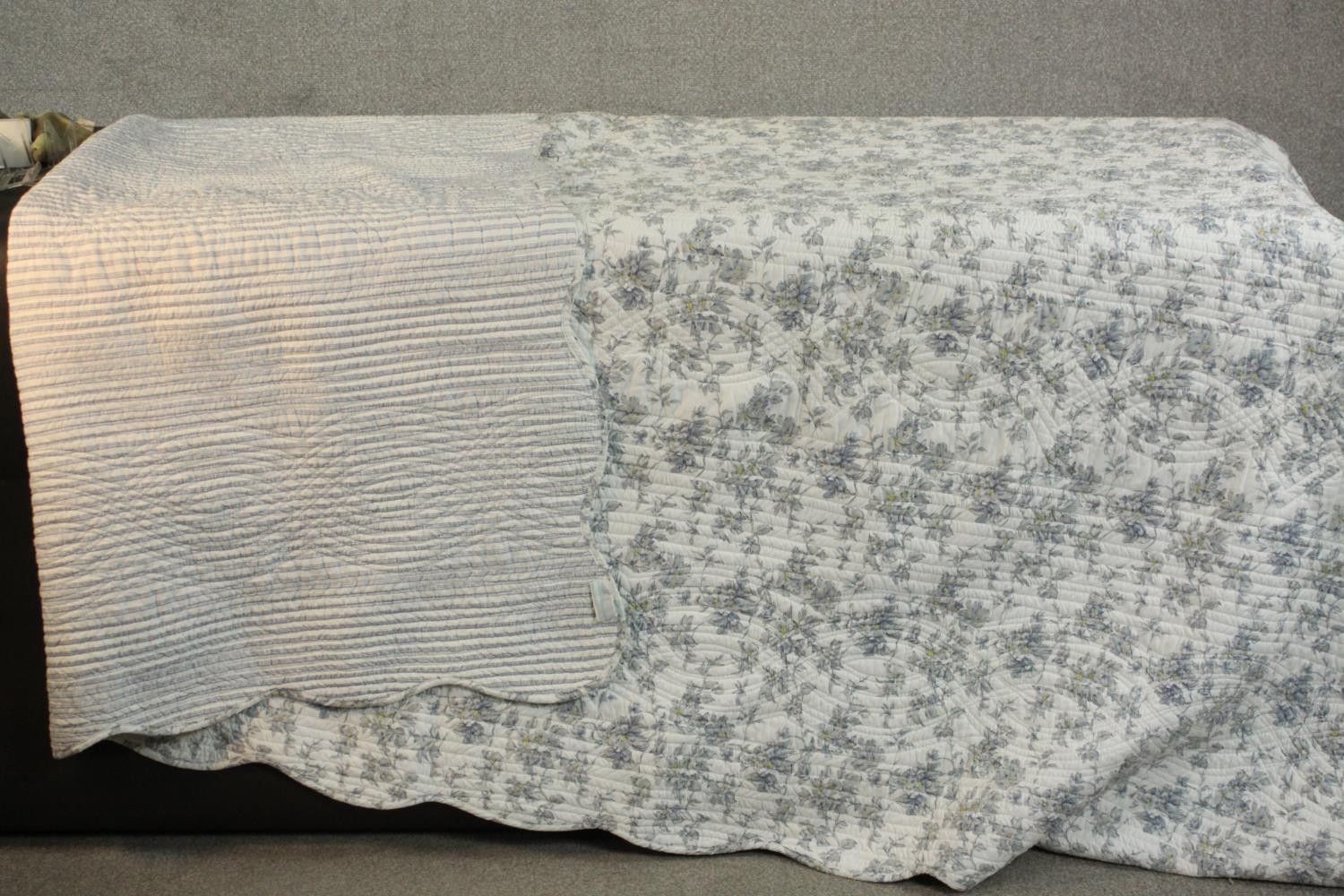 A Cotton and Cologne floral and striped design quilted bead spread. (reversible) L.240 W.255cm. - Image 2 of 7