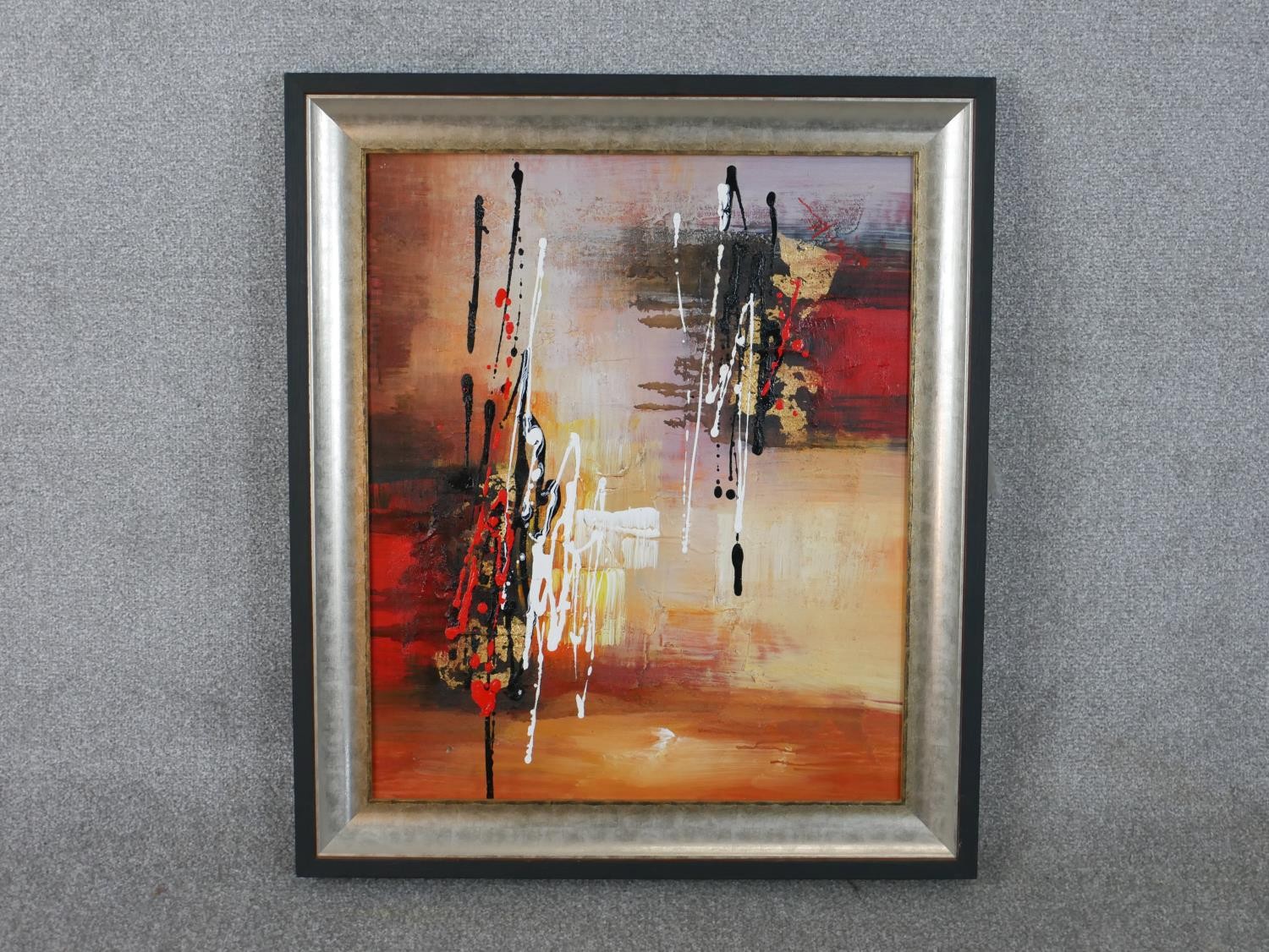 A framed oil on canvas, abstract composition, unsigned. H.73.5 W.63.5cm - Image 2 of 4