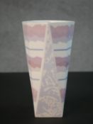 A Wedgewood Pastel Strata vase, signed and dated 'Tony Baggott 1983' to the underside. H.20 W.11cm