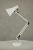 A Herbert Terry style anglepoise lamp, white painted. H.88 Dia.18cm.