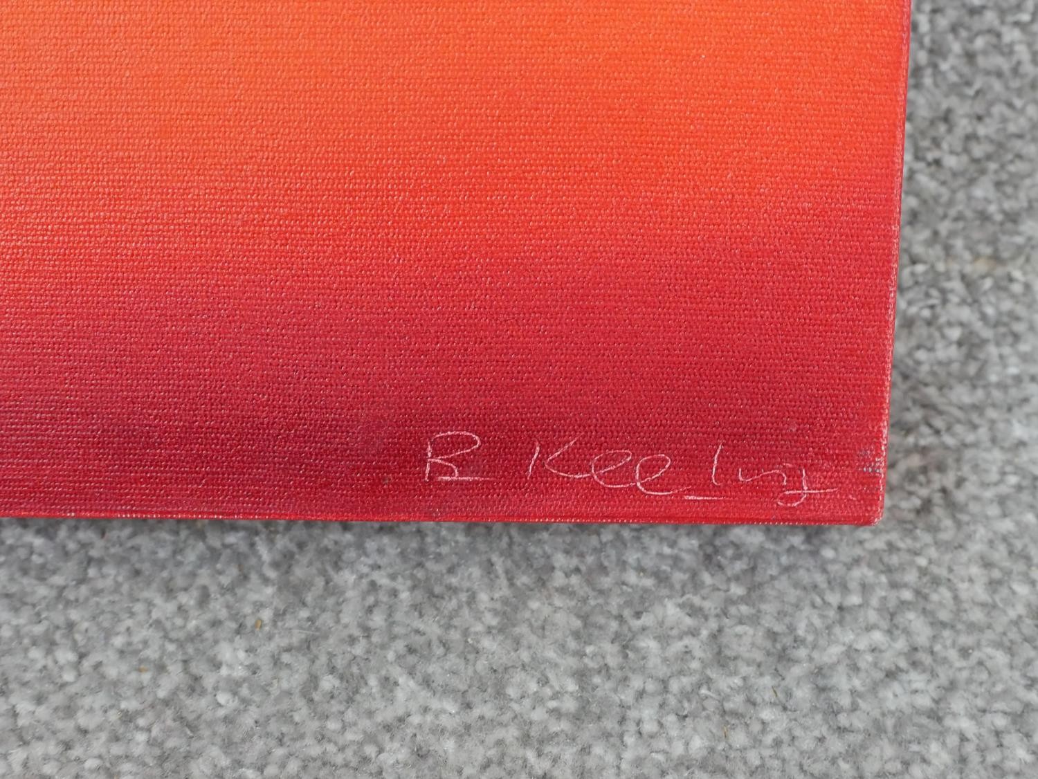 B Keeling (Contemporary), three sunsets, acrylic on box canvas, signed. H.51 W.51cm - Image 4 of 8