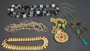 A collection of Designer costume jewellery, including a Accessocraft, New York statement gilt