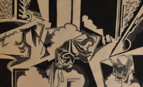 Linocut, untitled. 98cm x 67cm, unframed.