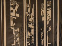 Linocut; Interior no. 2. 80cm x 66cm unframed.