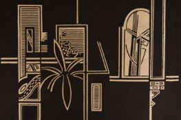 Linocut, untitled. 64cm x 59cm, unframed.