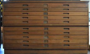 A vintage two section plan chest. H.92 W.147 D.90cm