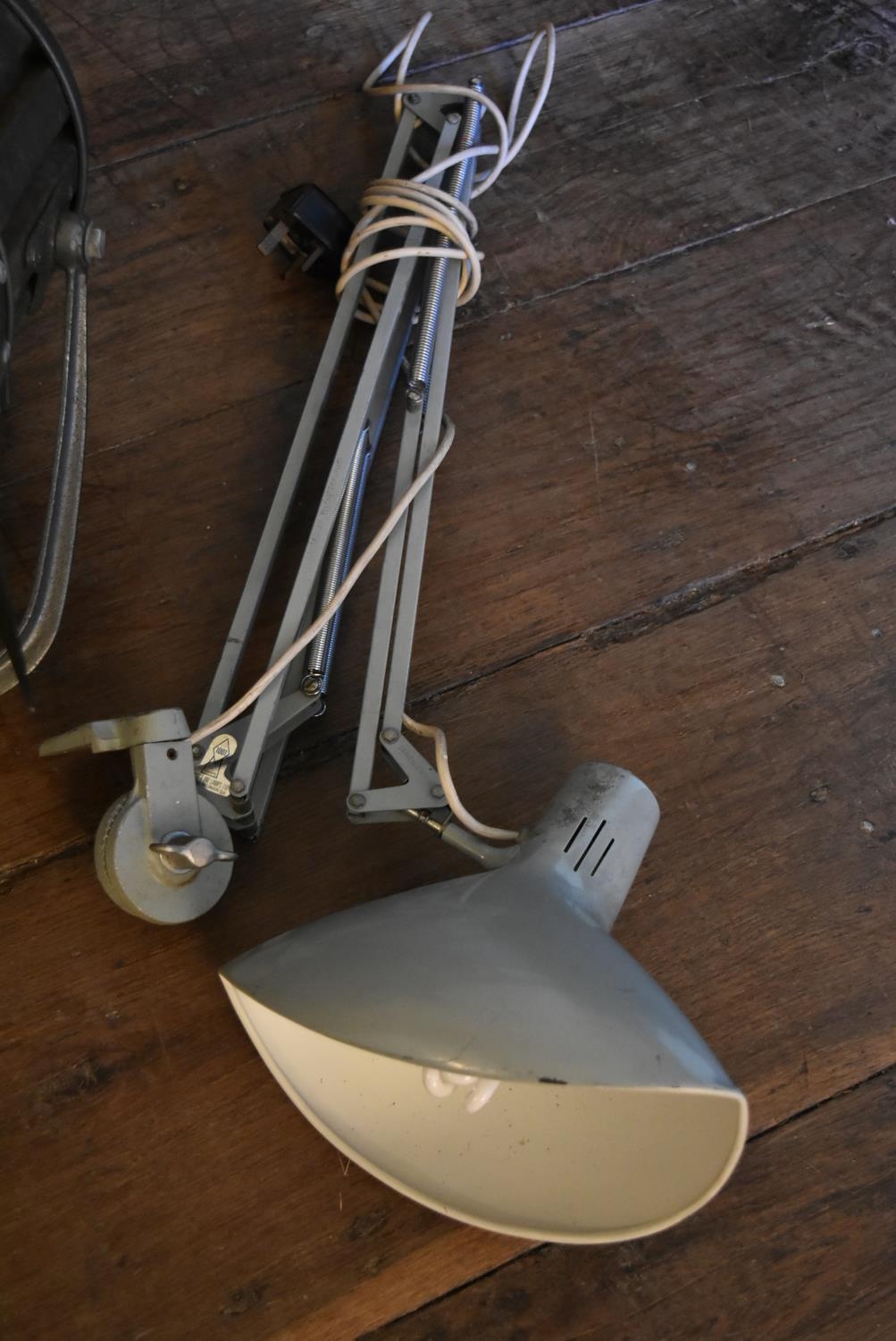 A vintage Mole Richardson theatre spotlight along with three anglepoise bench lamps and a similar - Image 2 of 7