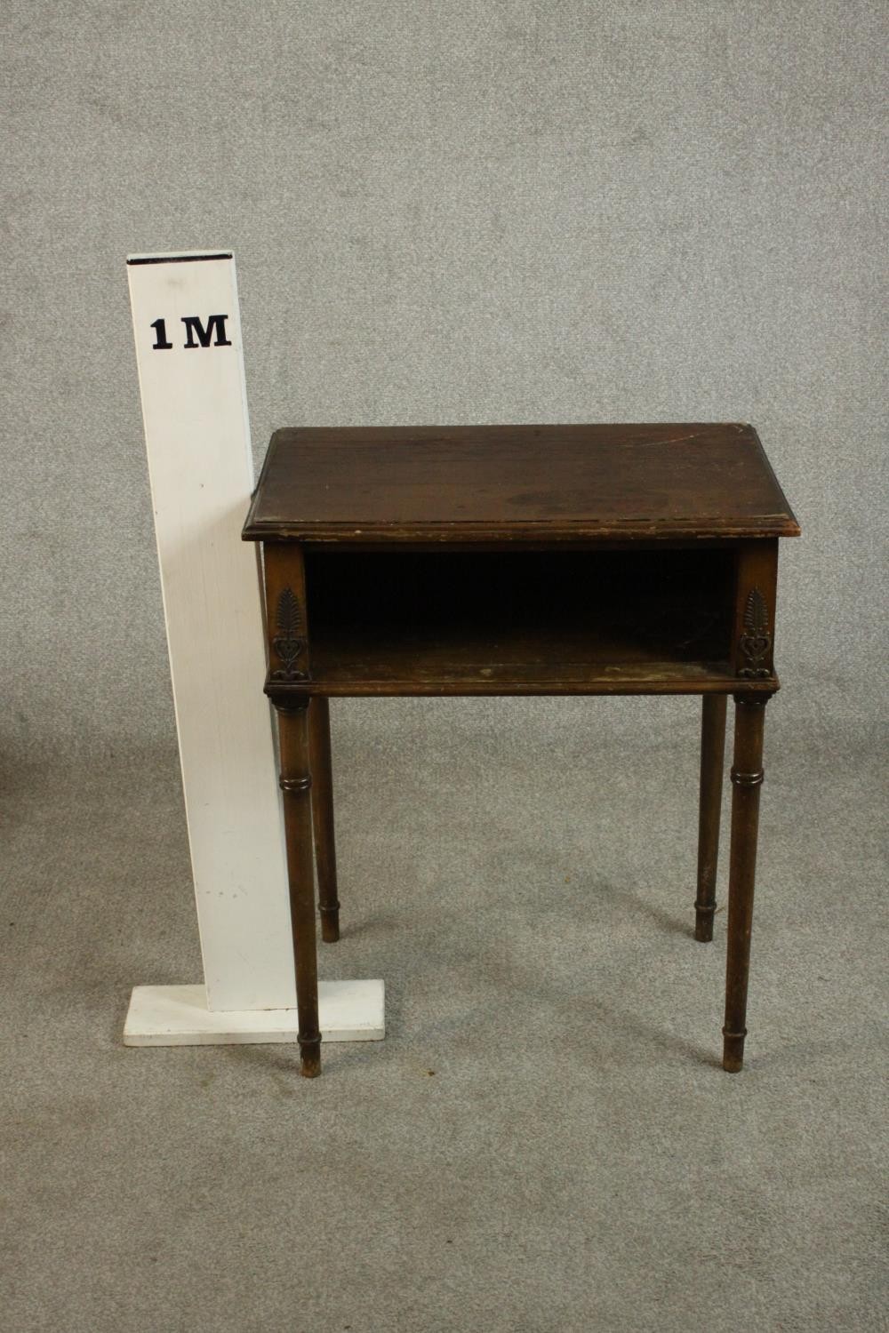 A side table, with a rectangular top over a recess, on turned legs. H.73 W.60 D.40cm. - Image 2 of 7