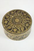 A Guerlain gilded vintage papier mache box containing various cufflinks and studs, including a