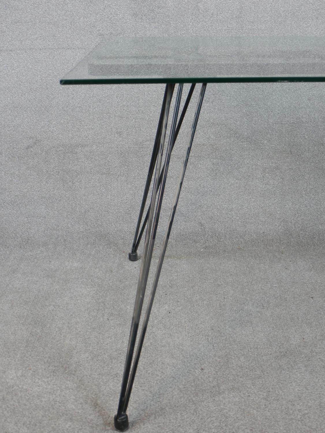 A 20th century dining table, with a rectangular plate glass top, the base woven together with rope - Image 2 of 5