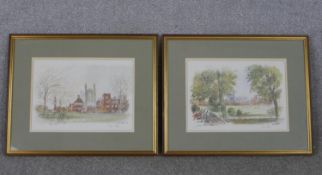 Sir Hugh Casson (1910 - 1999), two limited signed coloured prints, 'College Field, Eton' and '