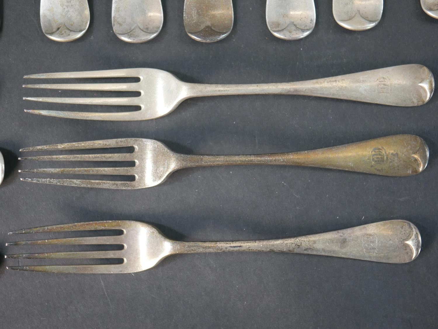 A collection of six small and twelve large Victorian silver forks by John Aldwinckle & Thomas - Image 2 of 4