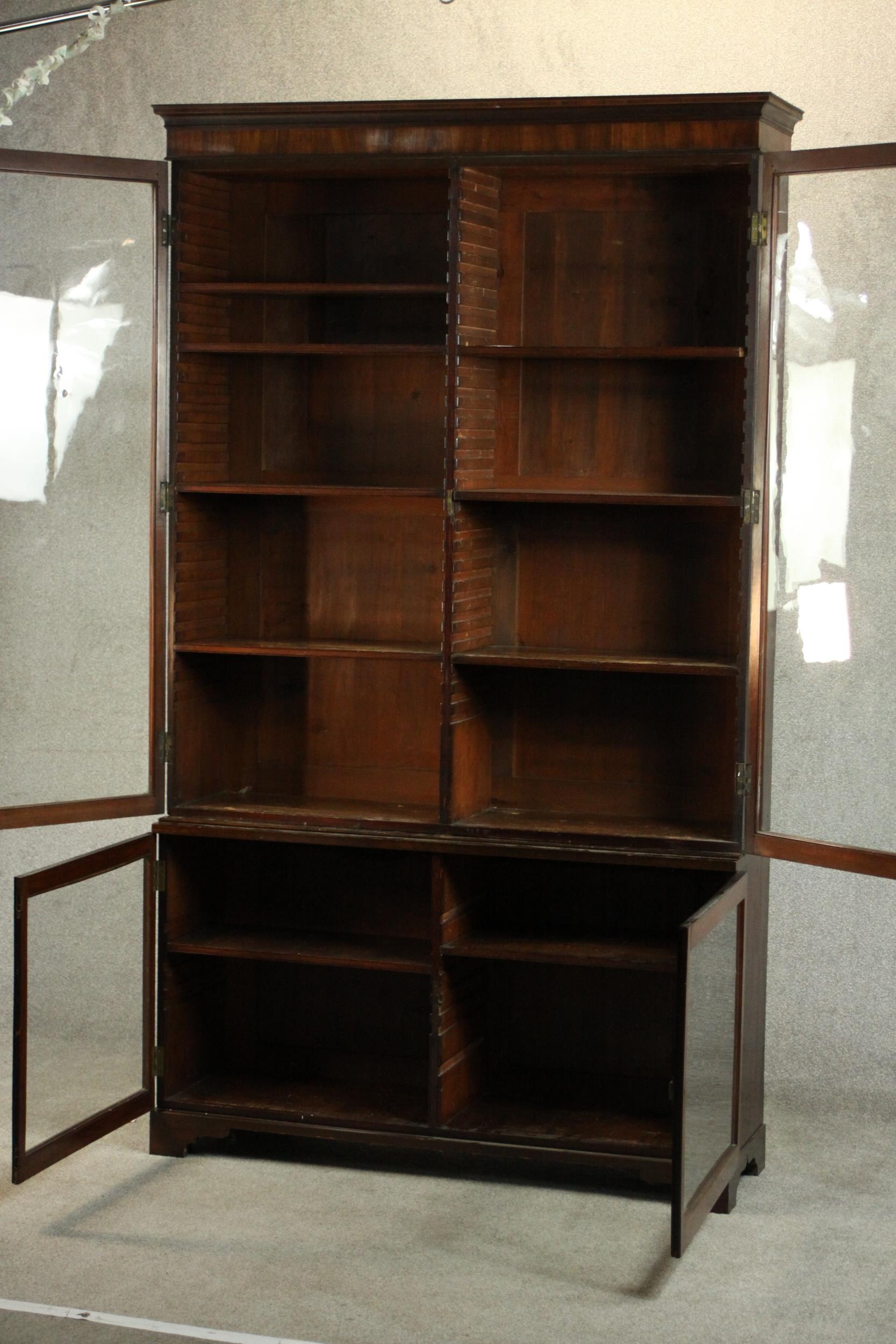 A Victorian walnut bookcase, with a pair of glazed doors enclosing shelves, over two further - Image 8 of 11