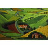 After David Hockney, vintage colour print, 'The Roads across the Worlds'. H.28 W.35cm.