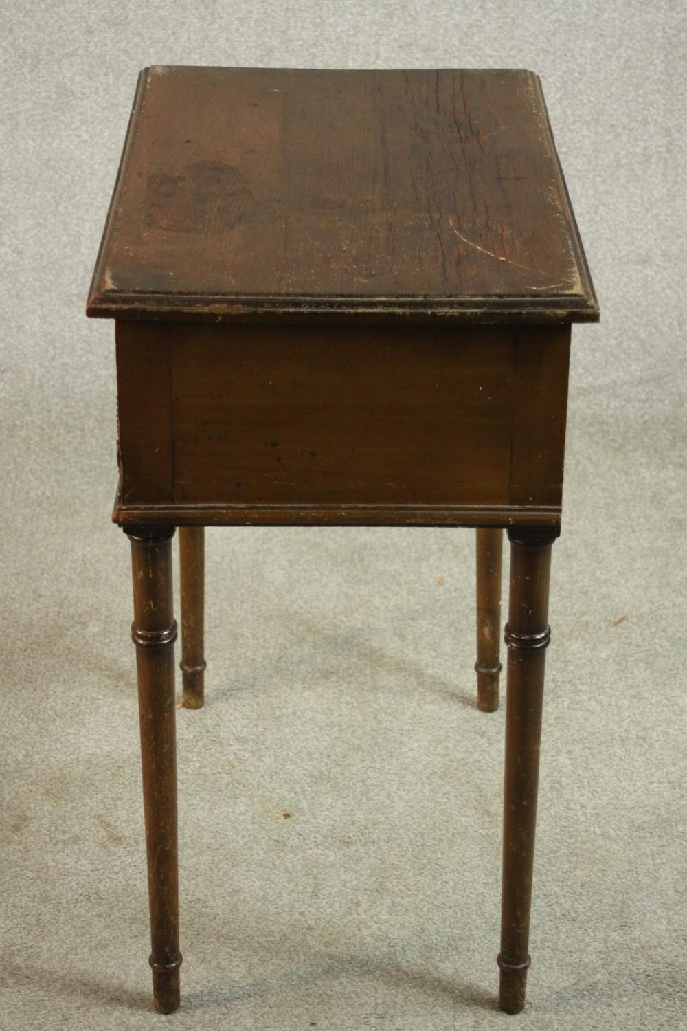A side table, with a rectangular top over a recess, on turned legs. H.73 W.60 D.40cm. - Image 7 of 7