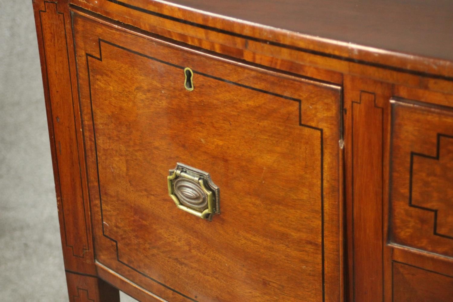 A Regency mahogany bow front sideboard, with a central drawer flanked by two deep drawers on - Image 5 of 13