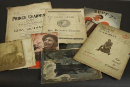 A collection of WWII era theatrical memorabilia, including programmes and photos. H.36 W.26cm. (