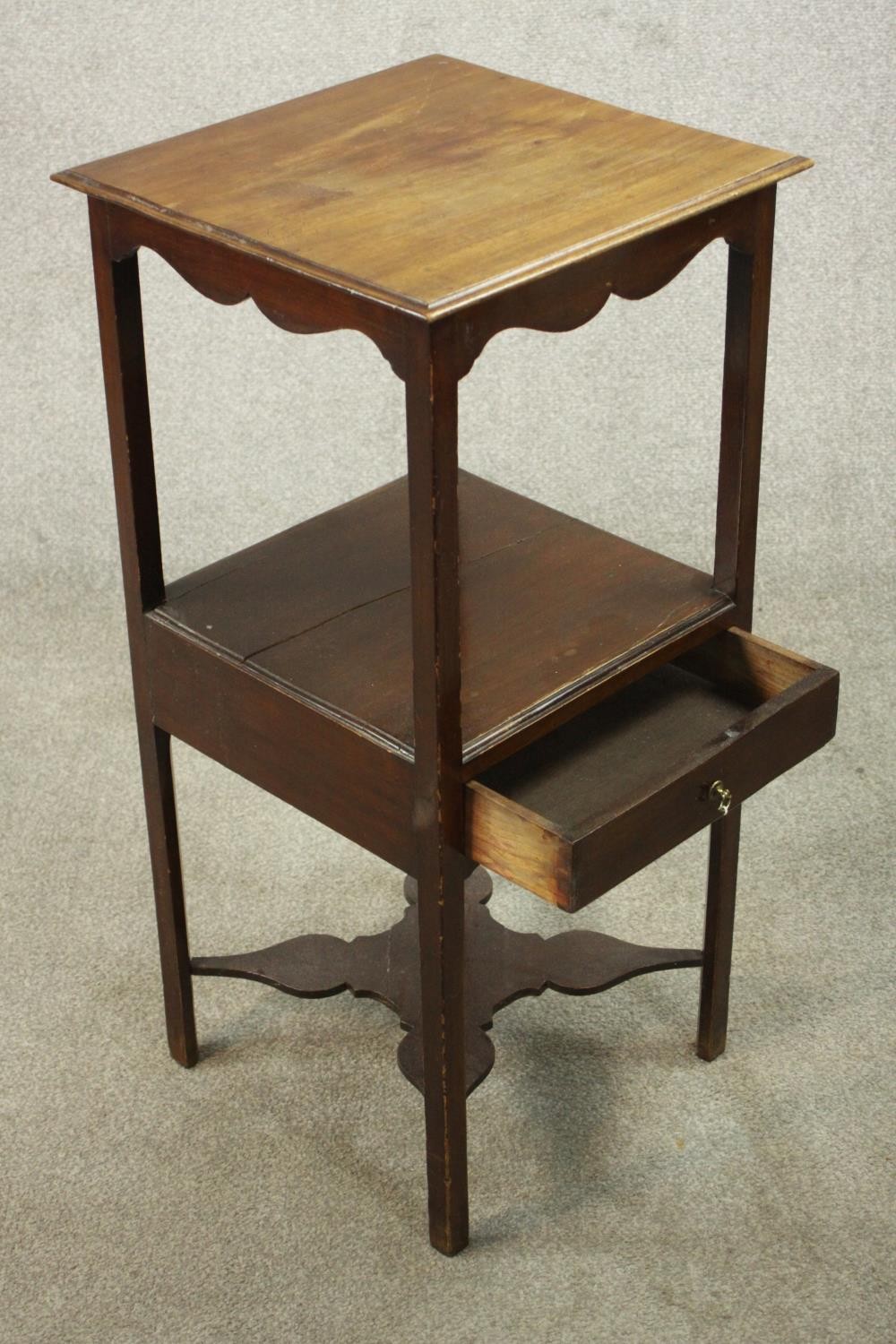 A 19th century mahogany washstand table, the square top with a moulded edge over an undertier with a - Image 4 of 6