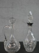 A Chick & Sons Ltd silver collared cut crystal decanter with stopper along with a handled cut