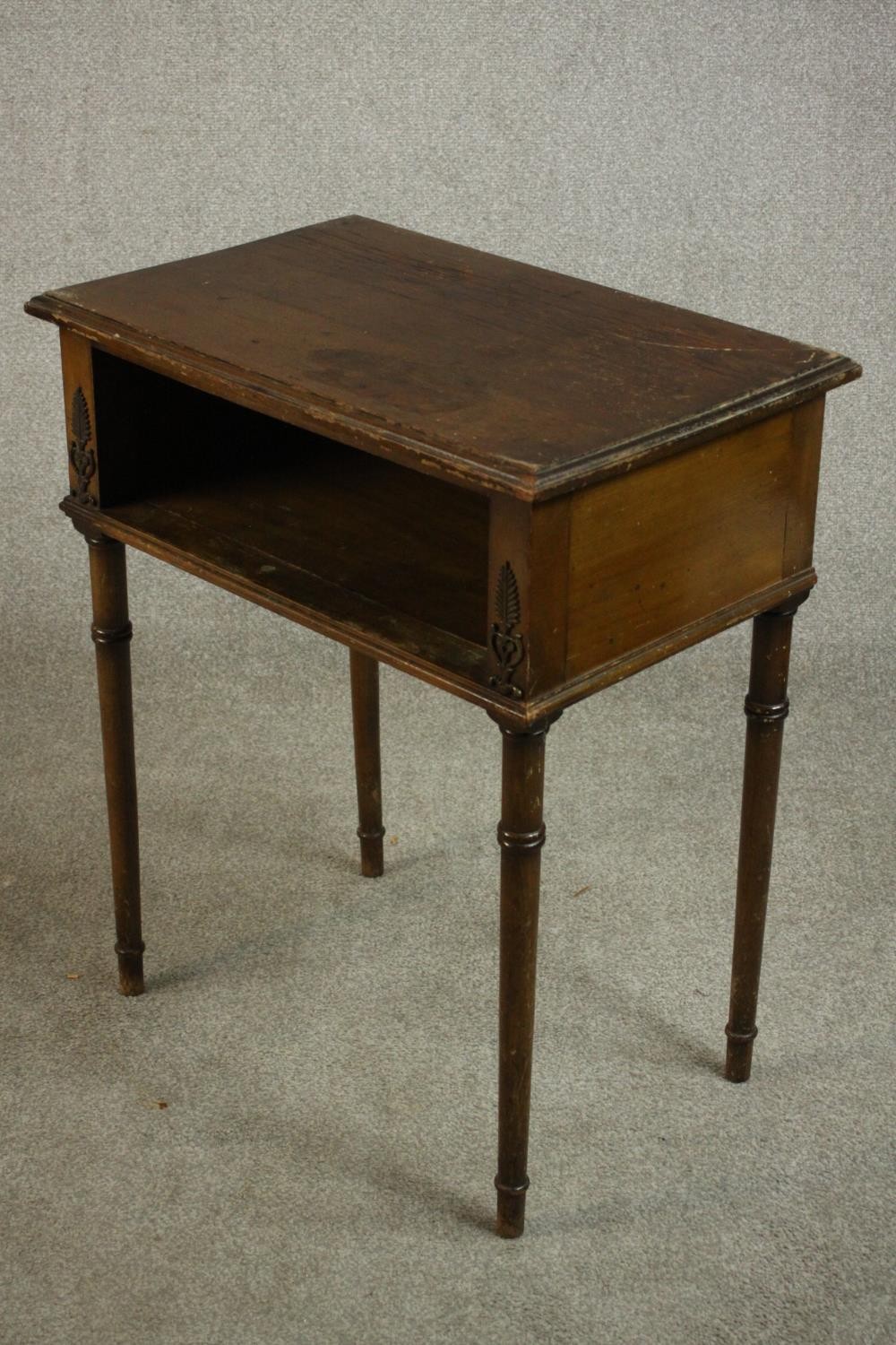 A side table, with a rectangular top over a recess, on turned legs. H.73 W.60 D.40cm. - Image 3 of 7