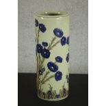 A modern Victorian style crackle glazed pottery umbrella stand, of cylindrical form and decorated