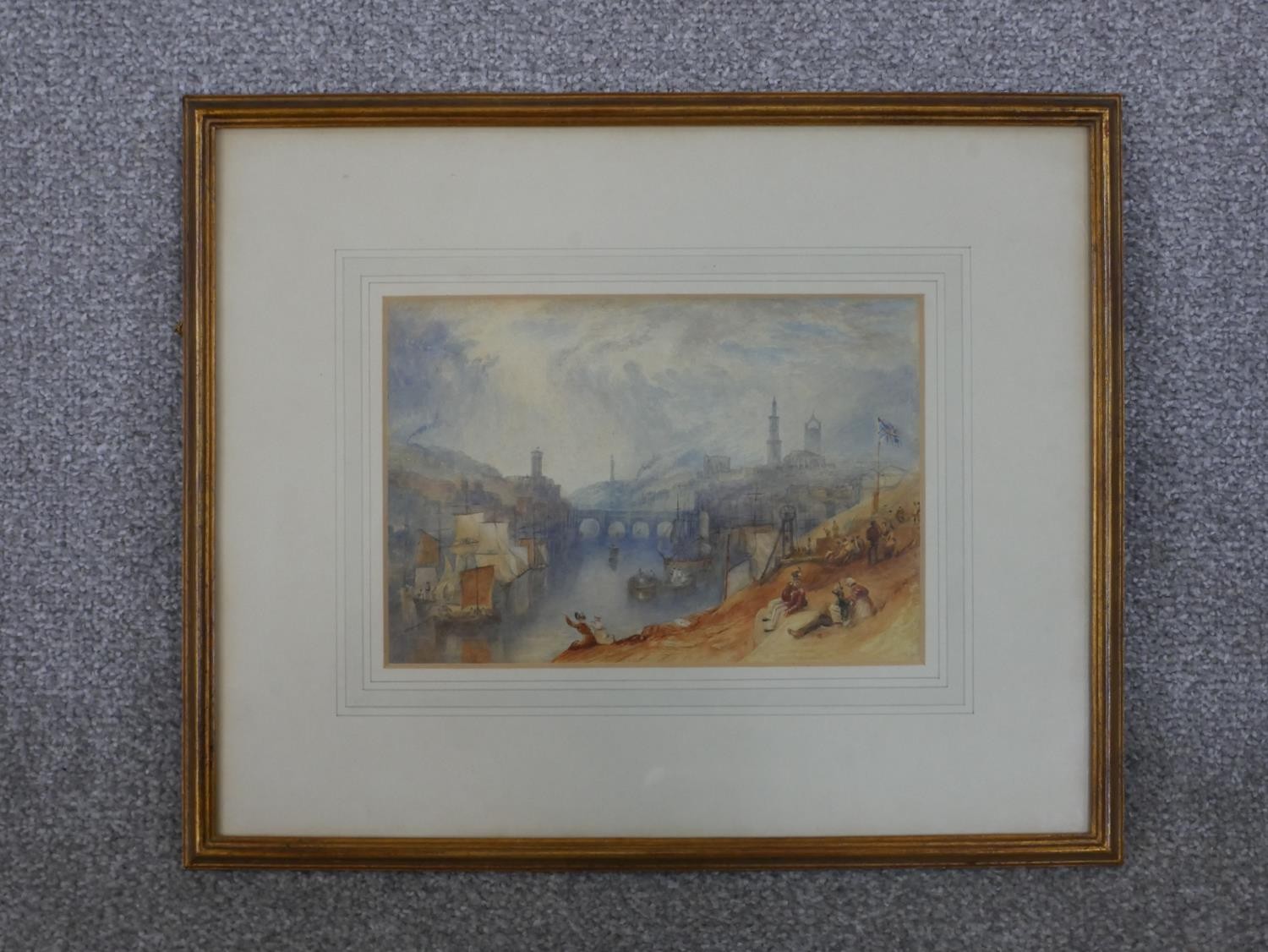After Joseph Mallord William Turner, Newcastle upon Tyne, watercolour on paper, unsigned. H.33 W. - Image 2 of 5