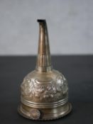 A Georgian repousse silver floral and foliate design wine funnel with rope effect border.