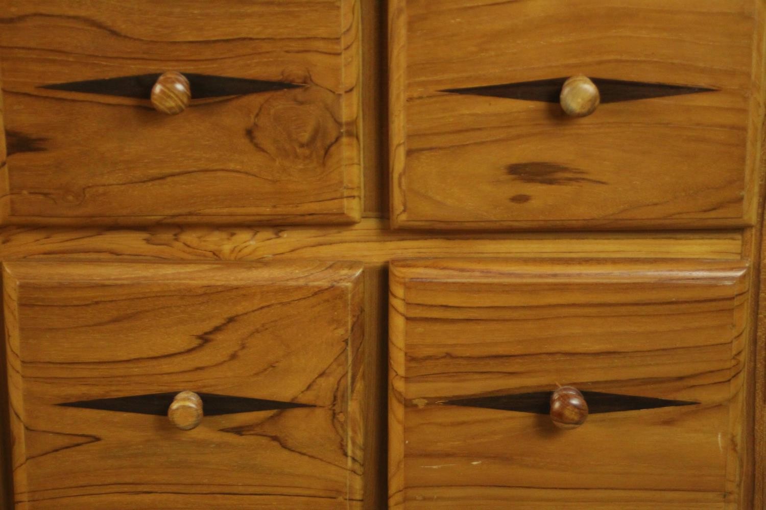 A contemporary pine stepped chest in the style of a Japanese kaidan tansu, with an arrangement of - Image 3 of 9