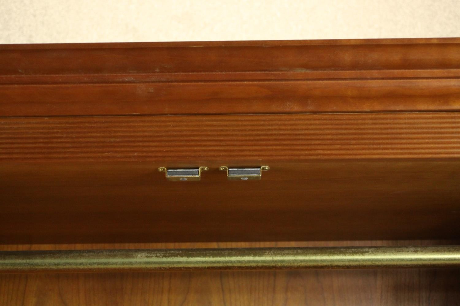 A late 20th century cherrywood wardrobe, with a pair of panelled doors opening to reveal hanging - Image 8 of 13